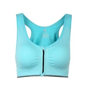 Ohlyah Front Zip Sports Bra Racerback Yoga Bra - Blue (Never Worn, Size Small)